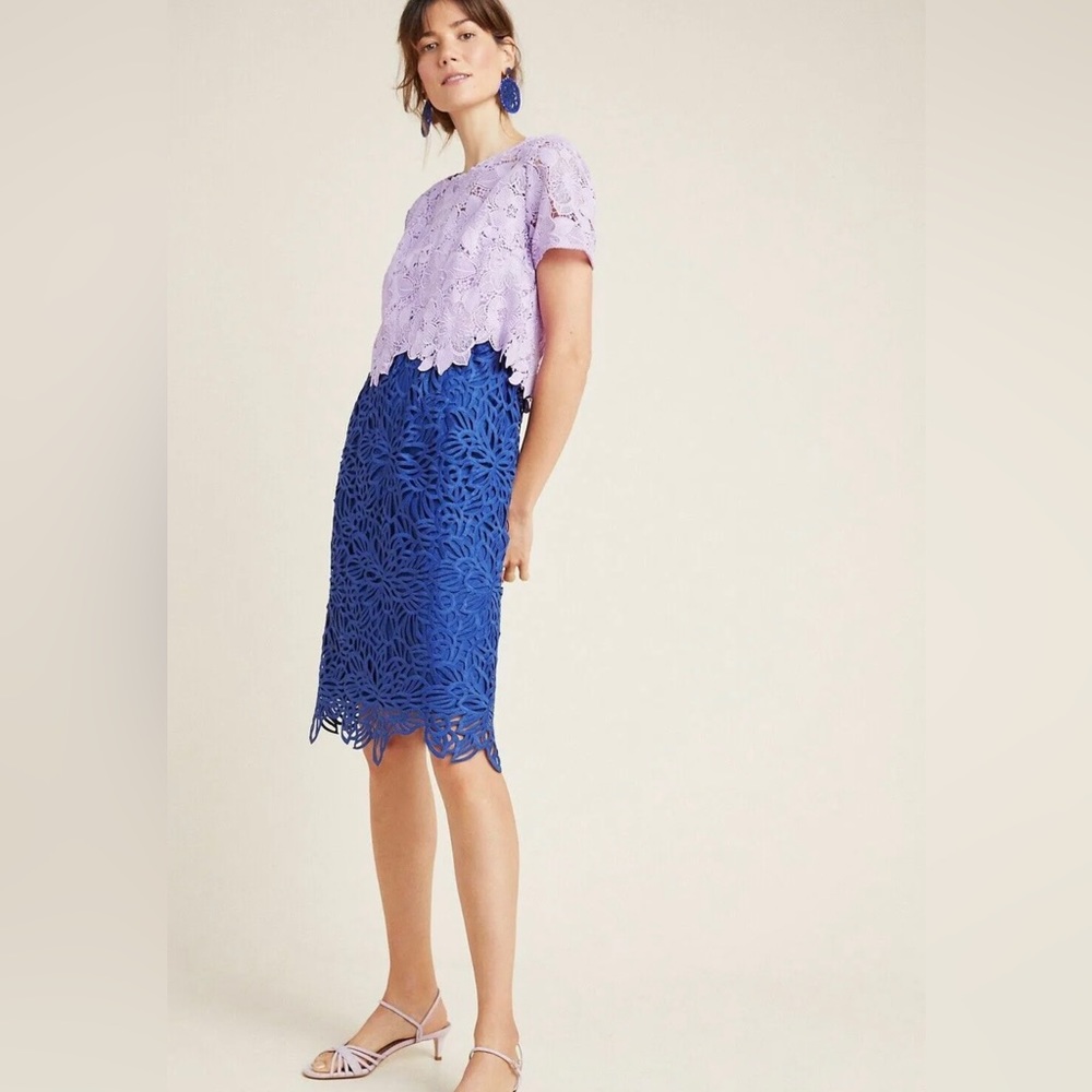 New Anthropologie Eri + Ali Graceanne Colorblocked Lace Dress Size 10